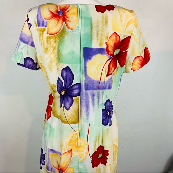 Vintage 90s Prophecy by Sag Harbor S M Sheath Dress Floral Abstract Print Vtg - Picture 7 of 9